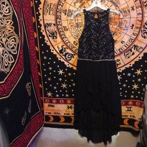 High-low black and silver dress